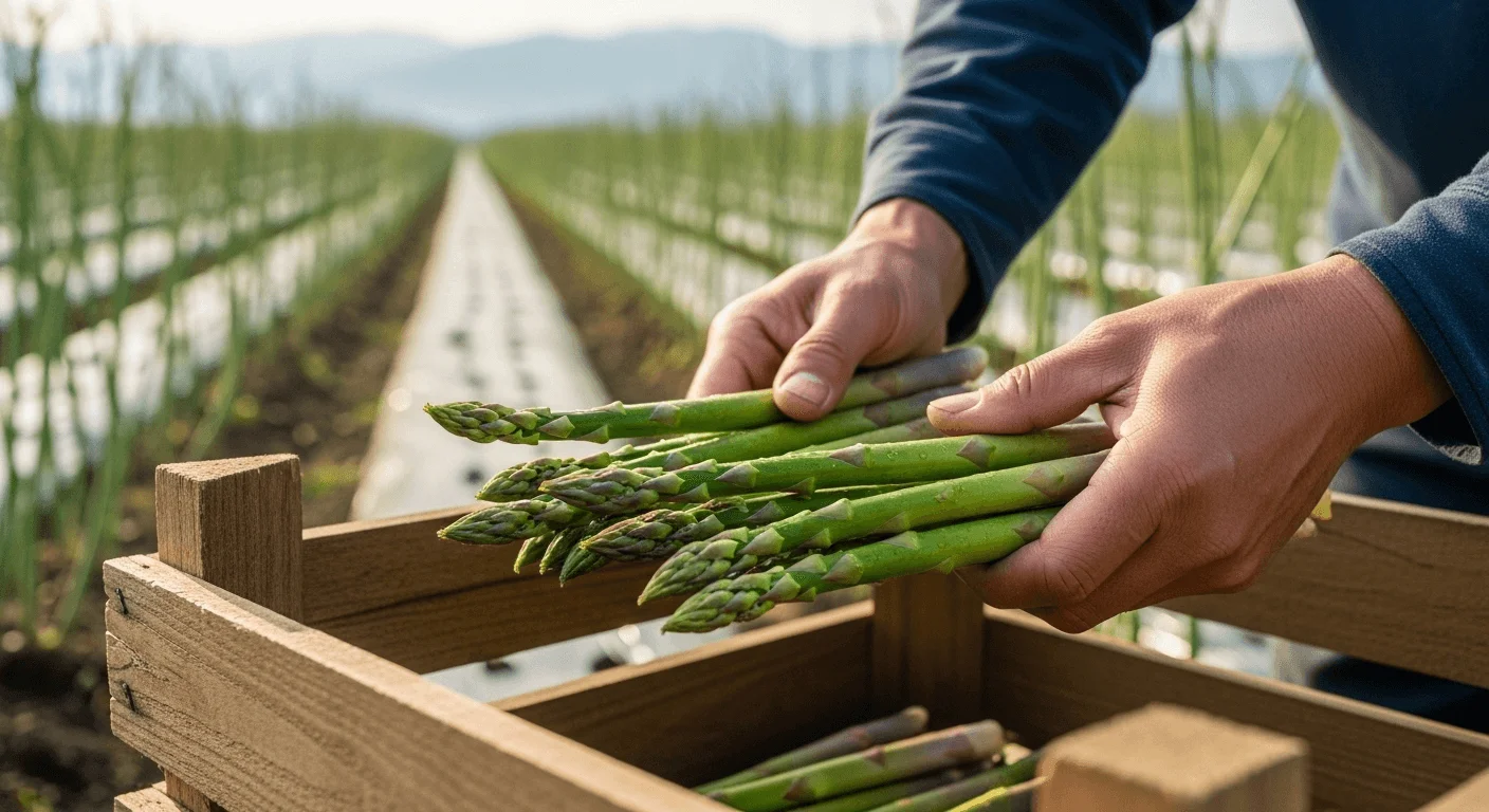 Spring asparagus harvest in Furano