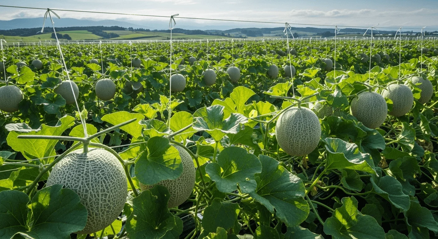 Hokkaido melon farm in summer